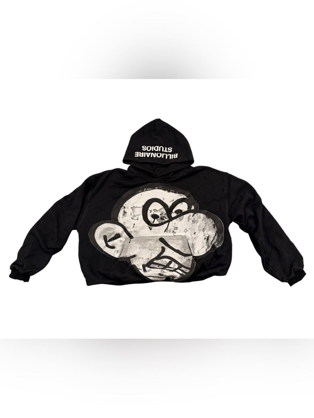 Billionaire Studios Men's Black Graphic Logo Pullover Hoodie Long Sleeve S